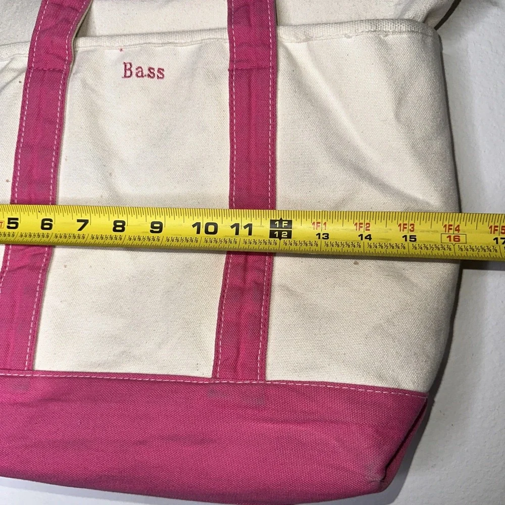 G.H. Bass & Co Vintage Canvas Tote Bag Baby Pink Bass Embroidery